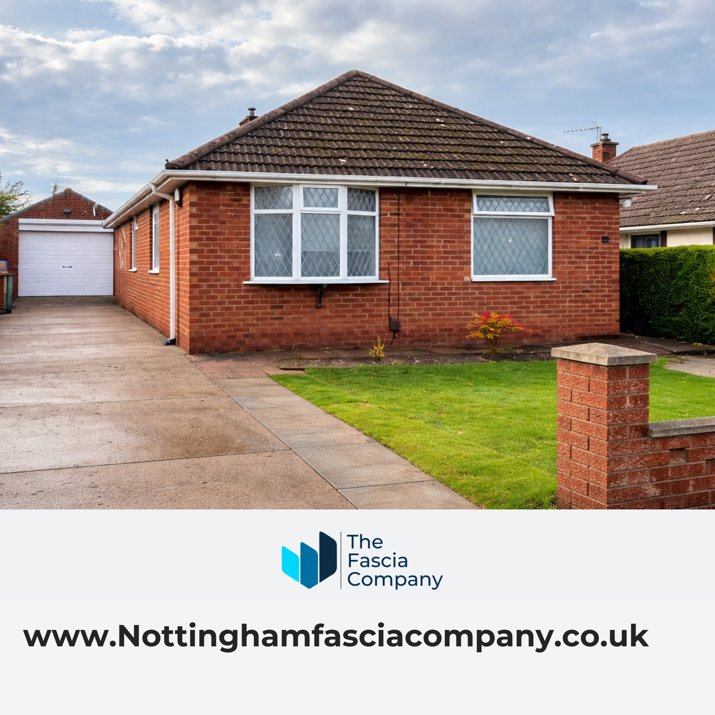 Detached bungalow with a hipped roof.